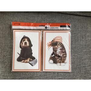 Vintage Halloween Cards 4 x 6 1/4 American Greetings 6 Pack Dog Cat Sealed